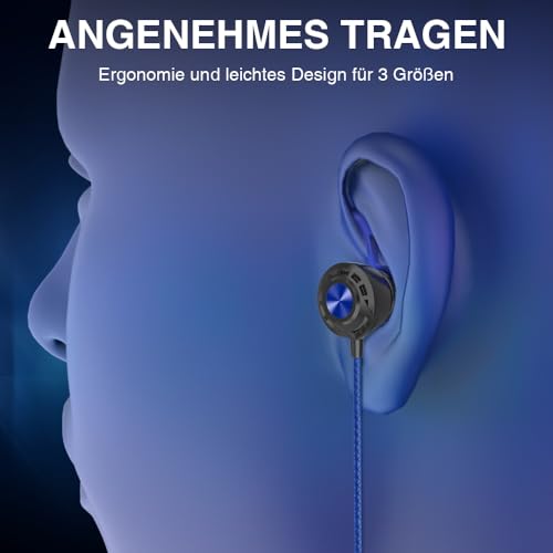 BENGOO G16 Gaming-Ohrstöpsel Mit Dual-Mikrofon, Stummschalt- und Lautstärkeregler - In-Ear Headset für PC, Handy, PS4, 5, PlayStation, 3.5-mm-Klinkenstecker Bild 5