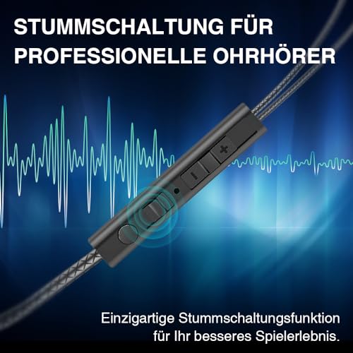 BENGOO G16 Gaming-Ohrstöpsel Mit Dual-Mikrofon, Stummschalt- und Lautstärkeregler - In-Ear Headset für PC, Handy, PS4, 5, PlayStation, 3.5-mm-Klinkenstecker Bild 6
