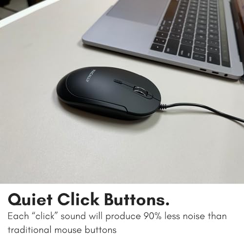 Macally Kabelgebundene USB-C-Maus für Mac und PC, schlank, leise und zuverlässig, 3 Tasten, Scrollrad und 4 DPI-Modus Typ C Maus für Laptop, MacBook Pro/Air, iMac, Plug-and-Play, USBC, Schwarz Bild 5