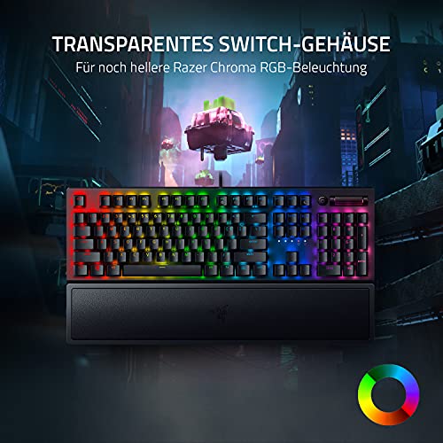 Razer BlackWidow V3 (Green Switch) - Mechanische Gaming Tastatur (Klickende Mechanische Switches, Doubleshot ABS-Tastenkappen, Medientasten, Handballenauflage) QWERTZ DE-Layout | Schwarz Bild 3