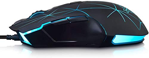 LexonElec Kabelgebundene RGB Gaming Maus, 7 Tasten mit 2500 DPI, ergonomische LED-beleuchtete USB-Gamer-Mäuse Computer Laptop-PC, für Windows Mac OS Linux - Star Schwarz Bild 5