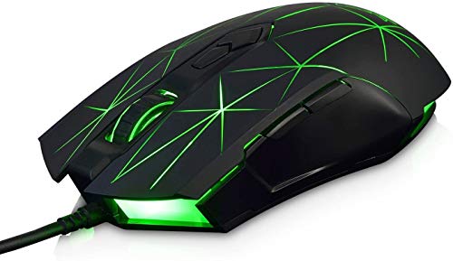 LexonElec Kabelgebundene RGB Gaming Maus, 7 Tasten mit 2500 DPI, ergonomische LED-beleuchtete USB-Gamer-Mäuse Computer Laptop-PC, für Windows Mac OS Linux - Star Schwarz Bild 6