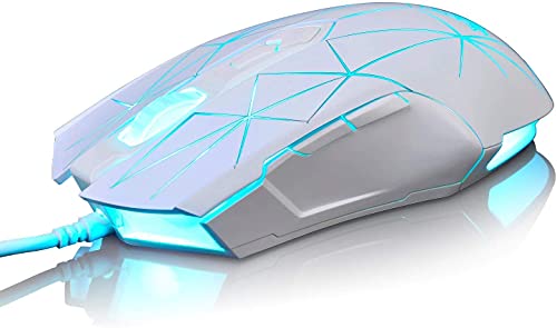 LexonElec Kabelgebundene RGB Gaming Maus, 7 Tasten mit 2500 DPI, ergonomische LED-beleuchtete USB-Gamer-Mäuse Computer Laptop-PC, für Windows Mac OS Linux - Star Weiß Bild 6