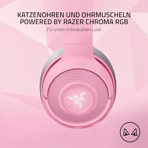 Razer Kraken Kitty BT - Kabelloses Bluetooth Gaming Katzenohren-Headset (Chroma-RGB, Internes Mikrofon, 40mm Treiber, Ohrmuschel-Bedienelemente) Quartz Bild 2