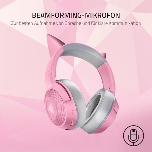 Razer Kraken Kitty BT - Kabelloses Bluetooth Gaming Katzenohren-Headset (Chroma-RGB, Internes Mikrofon, 40mm Treiber, Ohrmuschel-Bedienelemente) Quartz Bild 6