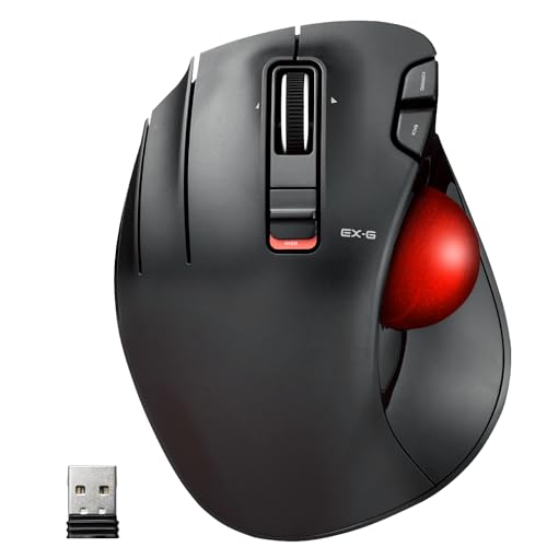 ELECOM EX-G Trackball Maus, Linkshänder, 2.4GHz Drahtlos, Daumensteuerung, 6-Tasten-Funktion, Neigungsrolle, Ergonomisch, Für PC/Laptop, Kompatibel mit Windows 11/MacOS, Modell M-XT4DRBK-G Bild 1