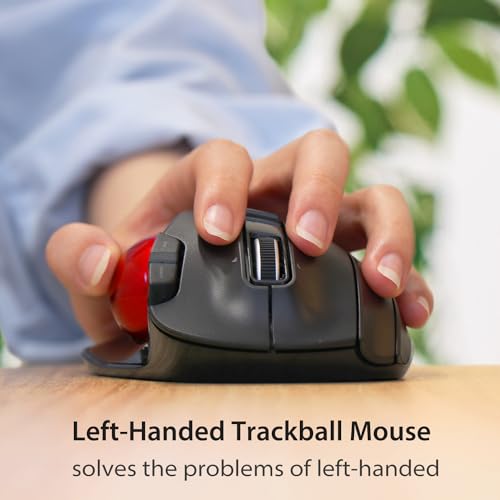 ELECOM EX-G Trackball Maus, Linkshänder, 2.4GHz Drahtlos, Daumensteuerung, 6-Tasten-Funktion, Neigungsrolle, Ergonomisch, Für PC/Laptop, Kompatibel mit Windows 11/MacOS, Modell M-XT4DRBK-G Bild 2