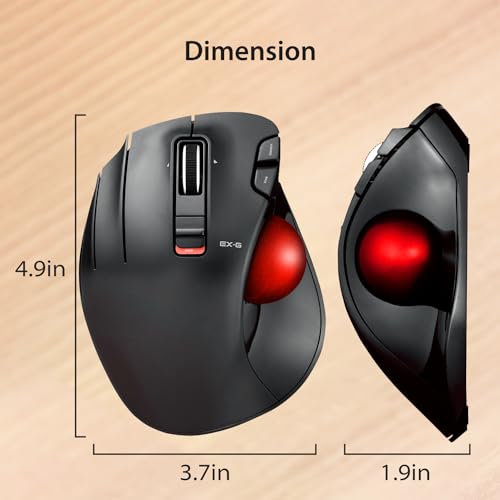 ELECOM EX-G Trackball Maus, Linkshänder, 2.4GHz Drahtlos, Daumensteuerung, 6-Tasten-Funktion, Neigungsrolle, Ergonomisch, Für PC/Laptop, Kompatibel mit Windows 11/MacOS, Modell M-XT4DRBK-G Bild 3