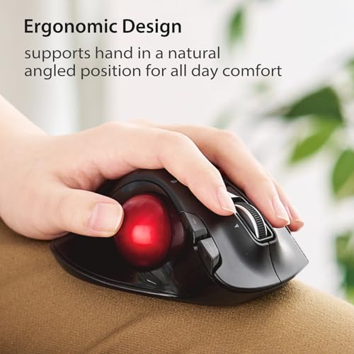 ELECOM EX-G Trackball Maus, Linkshänder, 2.4GHz Drahtlos, Daumensteuerung, 6-Tasten-Funktion, Neigungsrolle, Ergonomisch, Für PC/Laptop, Kompatibel mit Windows 11/MacOS, Modell M-XT4DRBK-G Bild 4
