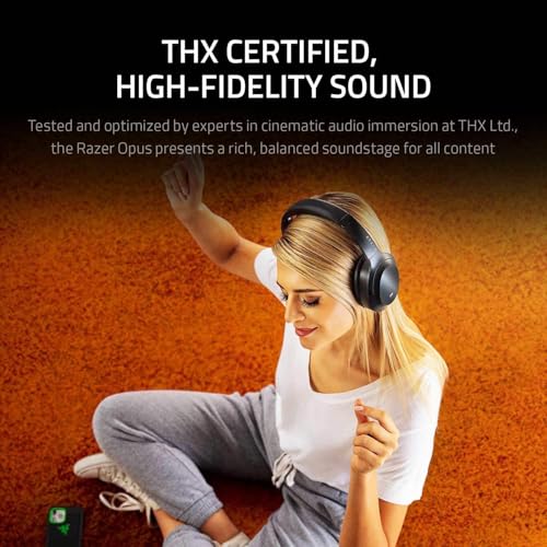 Razer Opus - Kabelloser Kopfhörer mit THX-Zertifikat und aktiver Rauschunterdrückung ANC (Wireless Headset, Bluetooth, bis 40 Stunden Akku, Mikrofon, Umgebungsmodus) Schwarz Bild 4
