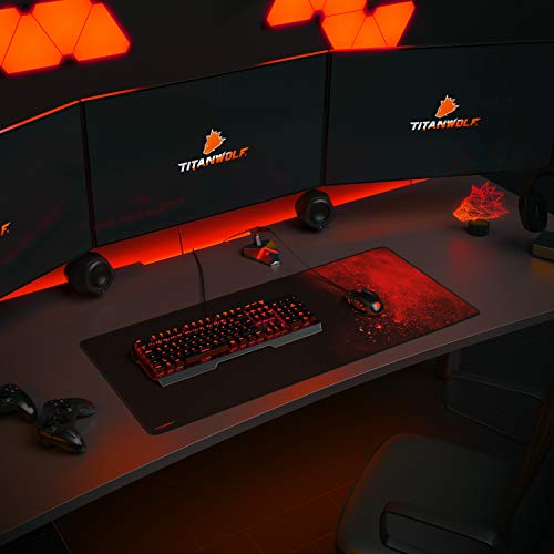 CSL-Computer XXL Speed Gaming Mauspad Titanwolf 900 x 400 mm XXL Mauspad Tischunterlage Große Größe Verbessert Präzision und Geschwindigkeit Waschbar für Microsoft Logitech Maus und Tastatur Bild 2