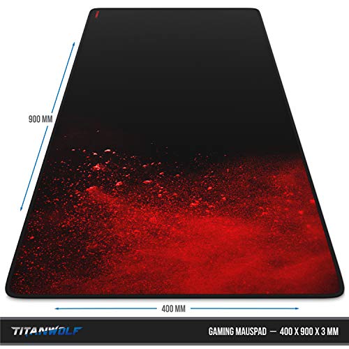 CSL-Computer XXL Speed Gaming Mauspad Titanwolf 900 x 400 mm XXL Mauspad Tischunterlage Große Größe Verbessert Präzision und Geschwindigkeit Waschbar für Microsoft Logitech Maus und Tastatur Bild 3