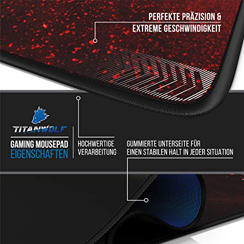 CSL-Computer XXL Speed Gaming Mauspad Titanwolf 900 x 400 mm XXL Mauspad Tischunterlage Große Größe Verbessert Präzision und Geschwindigkeit Waschbar für Microsoft Logitech Maus und Tastatur Bild 4