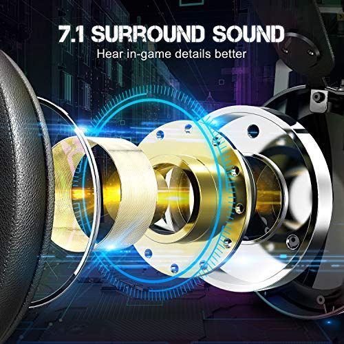 ETWAR USB-PC-Gaming-Headset mit Mikrofon, Kopfhörer für Videospiele, bequeme Ohrenschützer aus Memoryschaum, USB 7.1 Surround-Sound für PC/Laptop, PS5-Konsole, Laptop Bild 2