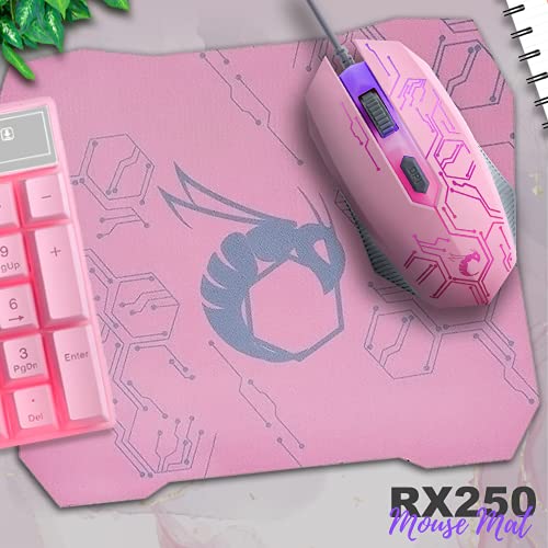 Pink Gaming Tastatur und Maus Headset Kopfhörer und Mauspad Kabelgebundene LED RGB Hintergrundbeleuchtung Bundle Pink PC Zubehör für Gamer und Xbox und PS4 PS5 Nintendo Switch Benutzer - 4in1 Edition Bild 6