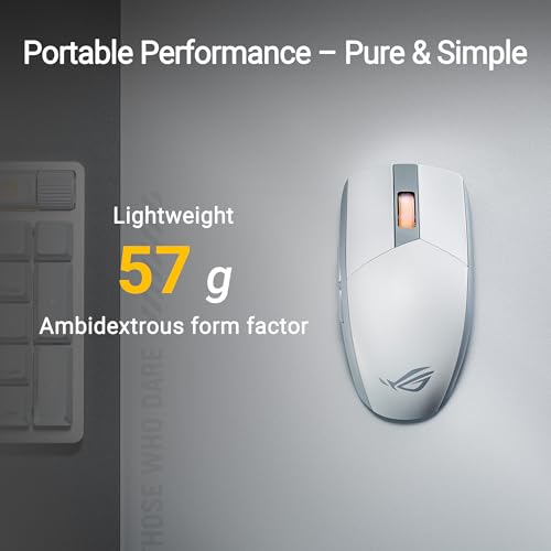 ASUS ROG Strix Impact III Wireless White - leichte beidhändige Gamingmaus ohne Draht 57g, AimPoint 36000 DPI, Trimode-Konnektivität, ROG Omni Receiver Bild 2