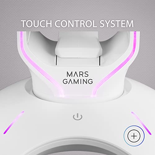 Mars Gaming MHHPRO, 3-in-1 Kopfhörerständer mit RGB Flow Touch-Beleuchtung, Maus-Bungee, 2 USB 3.0-Hub, Rutschfester Boden und kompaktes Design, Weiß Bild 5