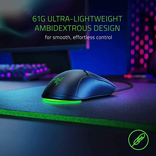 Razer Viper Mini - Kabelgebundene Gaming-Maus für PC/Mac (ultraleicht, 61 g, beidhändig, Speedflex-Kabel, optischer Sensor mit 8.500 DPI, Chroma RGB-Beleuchtung) Schwarz Bild 2