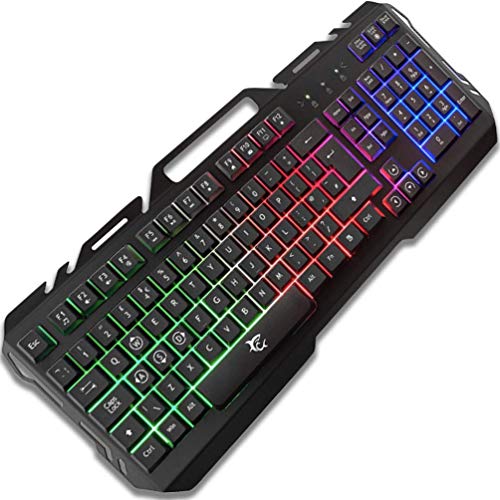 White Shark GK-1923 Gladiator-2 kabelgebundene Gaming-Tastatur mit UK-Layout, LED RGB Hintergrundbeleuchtung, Metallrahmen Tastatur mit Telefonhalterung, stoßfest, PC PS4 Xbox Bild 1