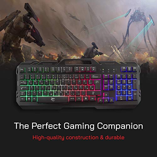 White Shark GK-1923 Gladiator-2 kabelgebundene Gaming-Tastatur mit UK-Layout, LED RGB Hintergrundbeleuchtung, Metallrahmen Tastatur mit Telefonhalterung, stoßfest, PC PS4 Xbox Bild 3