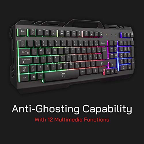 White Shark GK-1923 Gladiator-2 kabelgebundene Gaming-Tastatur mit UK-Layout, LED RGB Hintergrundbeleuchtung, Metallrahmen Tastatur mit Telefonhalterung, stoßfest, PC PS4 Xbox Bild 5