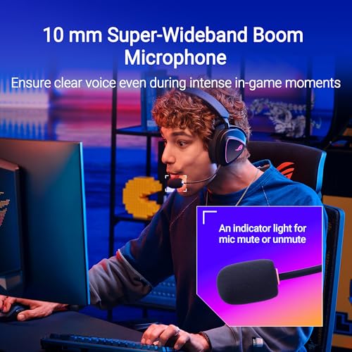 ASUS ROG Delta II kabelloses RGB Gaming Headset (ROG SpeedNova, Bluetooth 2,4 GHz, kabelgebunden 3,5-mm-Anschluss, 10 mm Super-Breitband-Boom-Mikrofon, DualFlow Audio, 110h Akkulaufzeit, Aura Sync) Bild 5