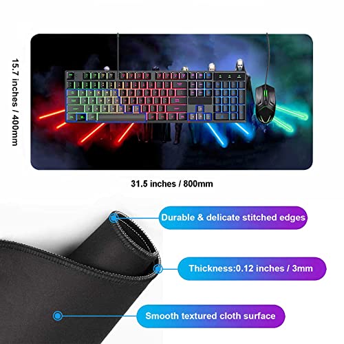 Extra großes Gaming-Mauspad mit Rutschfester Gummiunterseite, genähte Kanten, waschbares Schreibtisch-Pad, tragbare Computer-Tastatur und Mäuse-Kombi-Pads, 70 x 40 cm Bild 3