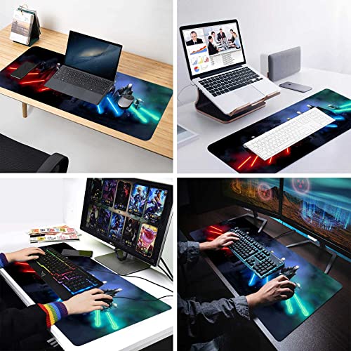 Extra großes Gaming-Mauspad mit Rutschfester Gummiunterseite, genähte Kanten, waschbares Schreibtisch-Pad, tragbare Computer-Tastatur und Mäuse-Kombi-Pads, 70 x 40 cm Bild 5