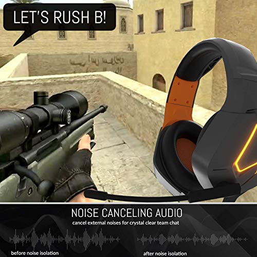 Gaming Headset für PC PS5, PlayStation PS4, Xbox Series X | S, Xbox ONE, Nintendo Switch, Laptop & Google Stadia Stereo-Sound with mit Geräuschunterdrückung Microphone -Hornet RXH-20 Vesuvius Auflage Bild 5