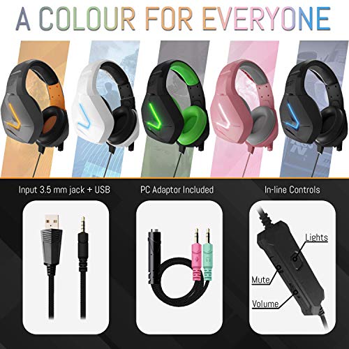 Gaming Headset für PC PS5, PlayStation PS4, Xbox Series X | S, Xbox ONE, Nintendo Switch, Laptop & Google Stadia Stereo-Sound with mit Geräuschunterdrückung Microphone -Hornet RXH-20 Vesuvius Auflage Bild 7