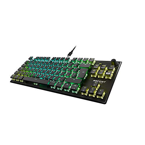 Roccat Vulcan TKL Pro – kompakte, optische RGB-Gaming-Tastatur, Aimo LED Per-Tastenbeleuchtung, Titan Switch Optisch, langlebiges Design (Aluminium-Deckplatte), Multimedia-Rad Bild 1