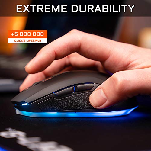 THE G-LAB Kult NEON Wiederaufladbare kabellose Gaming-Maus – Präzise und Reaktionsschnelle 2400 DPI-drahtlose Gaming-Maus, RGB-LED, Lange Akkulaufzeit, 7 Tasten, Ultraleicht - PC, PS4,PS5 Xbox One & X Bild 5