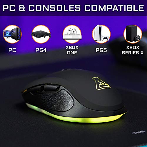 THE G-LAB Kult NEON Wiederaufladbare kabellose Gaming-Maus – Präzise und Reaktionsschnelle 2400 DPI-drahtlose Gaming-Maus, RGB-LED, Lange Akkulaufzeit, 7 Tasten, Ultraleicht - PC, PS4,PS5 Xbox One & X Bild 6