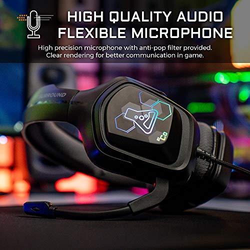 THE G-LAB Korp Cobalt 7.1-7.1 Surround-Sound-Gaming-Kopfhörer - Hochwertiges Audio-Gaming-Headset, RGB-Hintergrundbeleuchtung, Flexibles Mikrofon, Leicht und Komfortabel, Kompatibel mit PC PS4 PS5 Bild 3