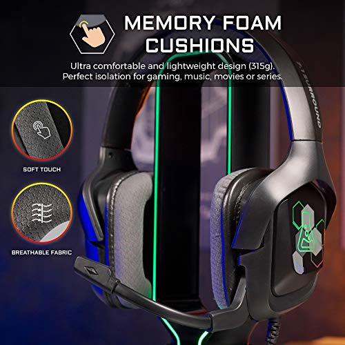 THE G-LAB Korp Cobalt 7.1-7.1 Surround-Sound-Gaming-Kopfhörer - Hochwertiges Audio-Gaming-Headset, RGB-Hintergrundbeleuchtung, Flexibles Mikrofon, Leicht und Komfortabel, Kompatibel mit PC PS4 PS5 Bild 4