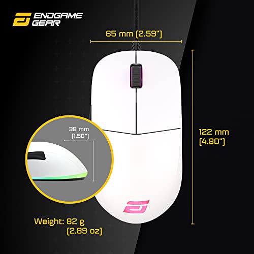 ENDGAME GEAR XM1 RGB Gaming Maus Optischer PWM3389 Sensor - 50:16.000 DPI-5 Tasten GM 4.0-60M - Switches 1 ms Taster Reaktionszeit – USB Ergonomische Leichte Maus 82g - Weiß Bild 6