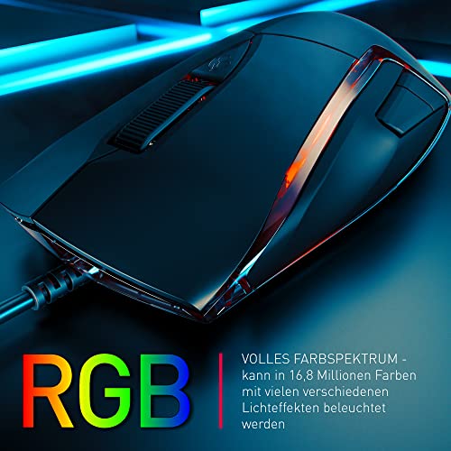 CHERRY MC 3.1, kabelgebunde Gaming-Maus, hochpräziser optischer 5.000 dpi Pixart-Sensor, 6 frei programmierbare Tasten, RGB-beleuchtet, symmetrisches Design, schwarz Bild 3