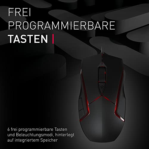 CHERRY MC 3.1, kabelgebunde Gaming-Maus, hochpräziser optischer 5.000 dpi Pixart-Sensor, 6 frei programmierbare Tasten, RGB-beleuchtet, symmetrisches Design, schwarz Bild 5