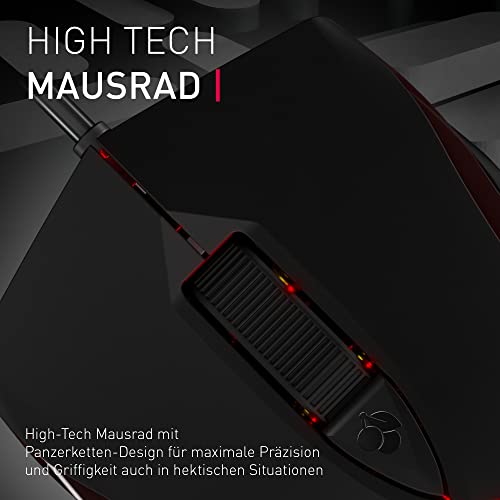 CHERRY MC 3.1, kabelgebunde Gaming-Maus, hochpräziser optischer 5.000 dpi Pixart-Sensor, 6 frei programmierbare Tasten, RGB-beleuchtet, symmetrisches Design, schwarz Bild 6