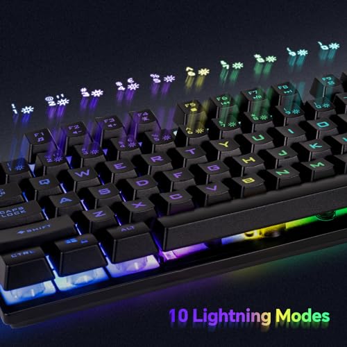 Gaming-Tastatur, Maus, Mauspad und Headset mit Mikrofon, All-in-One, USB, verkabelt, RGB-Hintergrundbeleuchtung, Regenbogen-Seitentaste, Gamer-Set, kompatibel mit PC, Windows, Xbox One, PS4, PS5 Bild 3