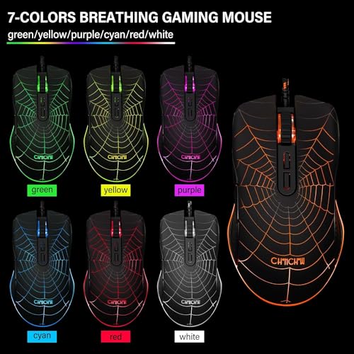 Gaming-Tastatur, Maus, Mauspad und Headset mit Mikrofon, All-in-One, USB, verkabelt, RGB-Hintergrundbeleuchtung, Regenbogen-Seitentaste, Gamer-Set, kompatibel mit PC, Windows, Xbox One, PS4, PS5 Bild 6
