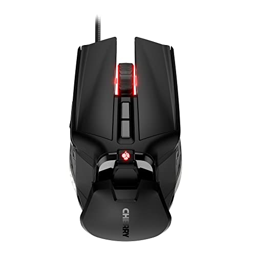 CHERRY MC 9620 FPS, Ergonomische Gaming-Maus mit RGB-Beleuchtung, Verstellbare Handauflagefläche, Einlegbare Gewichte, 9 Tasten, 12.000 dpi, Kabelgebunden, Schwarz Bild 1