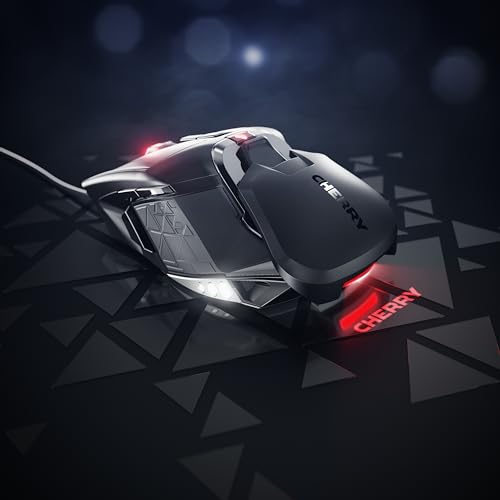 CHERRY MC 9620 FPS, Ergonomische Gaming-Maus mit RGB-Beleuchtung, Verstellbare Handauflagefläche, Einlegbare Gewichte, 9 Tasten, 12.000 dpi, Kabelgebunden, Schwarz Bild 6