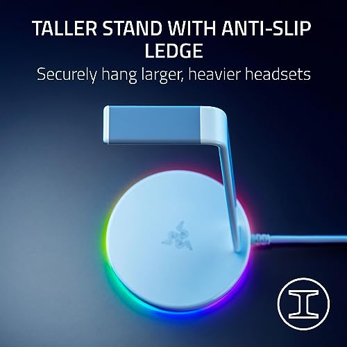 Razer Base Station V2 Chroma (Mercury) - Headset-Ständer mit USB-Hub und RGB-Beleuchtung (mit 7.1 Surround Sound, Integrierter Kopfhörer-Halter, rutschfester Standfuß) Weiß Bild 4