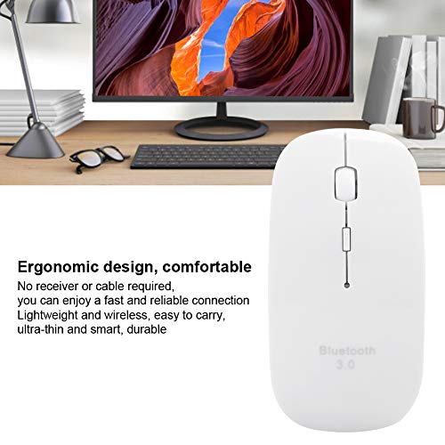 VBESTLIFE Maus, 1600DPI Maus 4D Drahtloser intelligenter, ultradünner Computer liefert Peripheriegeräte für Bluetooth 3.0 für 10 Meter für Zuhause, Arbeit oder Reisen(Weiß) Bild 2