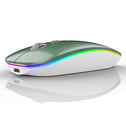 Uiosmuph G12 Maus Kabellos, LED 2.4G Leise Funkmaus Wiederaufladbar Wireless Mousemit Nano USB Empfänger 1600 DPI Computermaus für PC/Laptop/Windows/MacBook (Dunkel Grün) Bild 1