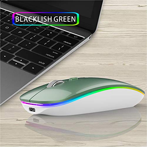 Uiosmuph G12 Maus Kabellos, LED 2.4G Leise Funkmaus Wiederaufladbar Wireless Mousemit Nano USB Empfänger 1600 DPI Computermaus für PC/Laptop/Windows/MacBook (Dunkel Grün) Bild 4