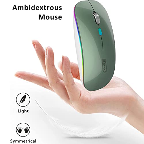 Uiosmuph G12 Maus Kabellos, LED 2.4G Leise Funkmaus Wiederaufladbar Wireless Mousemit Nano USB Empfänger 1600 DPI Computermaus für PC/Laptop/Windows/MacBook (Dunkel Grün) Bild 5