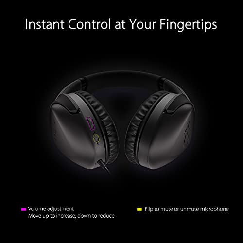 ASUS ROG Strix Go Core Gaming-Headset mit Kabel, 3,5 mm Anschluss, leichtes Design, Over-Ear-Kopfhörer für PC, Mac, Nintendo Switch und PS4, Schwarz, Standard Bild 3
