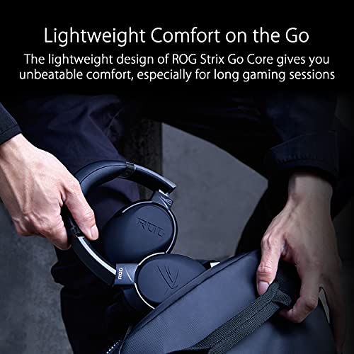 ASUS ROG Strix Go Core Gaming-Headset mit Kabel, 3,5 mm Anschluss, leichtes Design, Over-Ear-Kopfhörer für PC, Mac, Nintendo Switch und PS4, Schwarz, Standard Bild 4